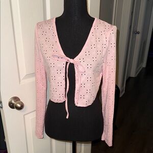 🖤ROMWE LIGHT PINK FRONT-TIE THIN CARDIGAN/ SHRUG SIZE M🖤